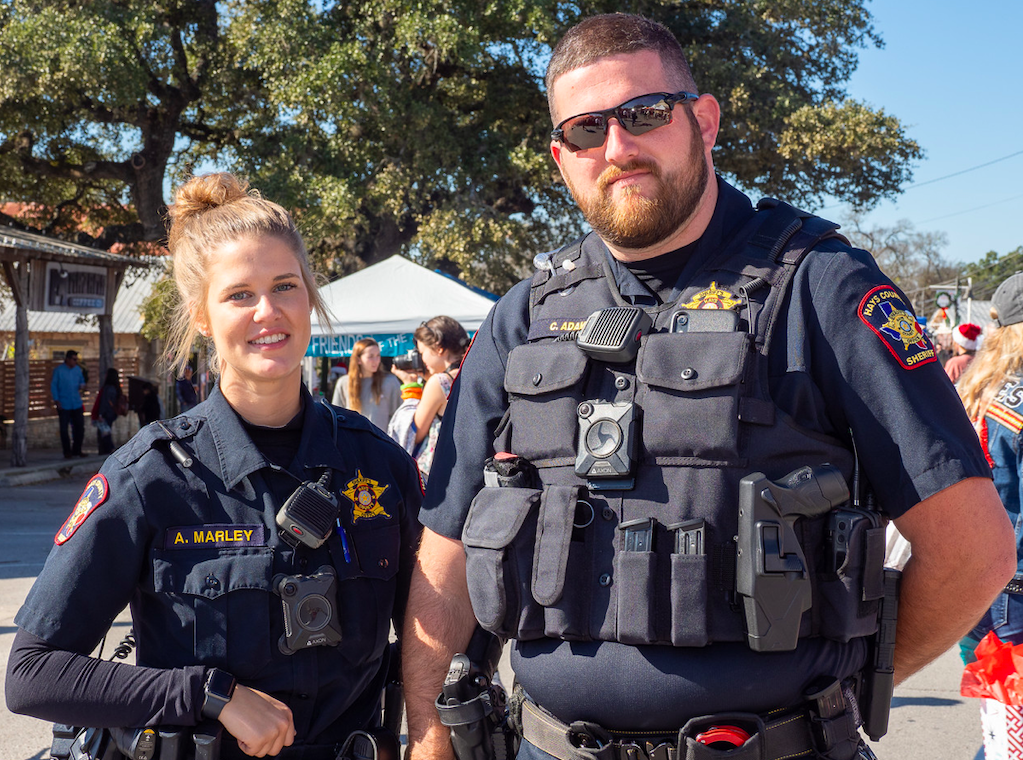 Hays County Sheriff&#039;s Office Deputies Marley and Adams were on duty. Photo by Dave Wilson