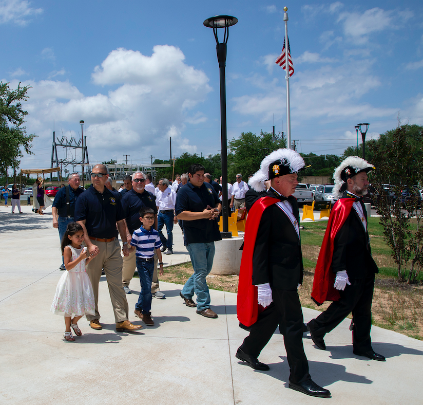 Fourth Degree Knights of Columbus lead the Corpus Christi procession.